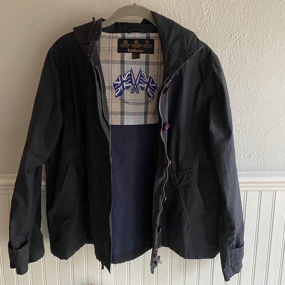Barbour zip up with buttons coat